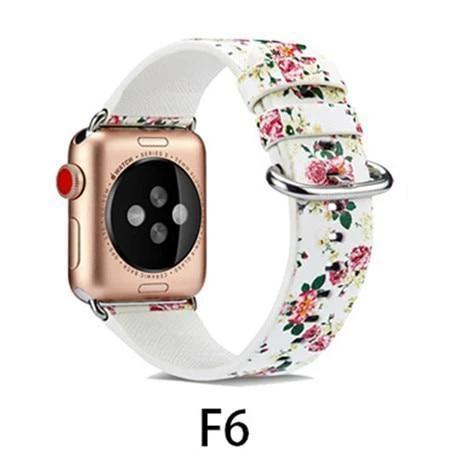 Watchbands F6 / 38MM/40MM Leather Strap for apple watch band 4 44mm 40mm correa aple watch 42mm 38mm Floral Pattern wrist bracelet belt iwatch 3/2/1 band