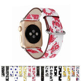 Watchbands Floral Printed Leather strap for Apple Watch band 44mm/40mm/42mm/38mm iwatch 5/4/3/2/1 Bracelet leather watchband series 5 4 3 2 1