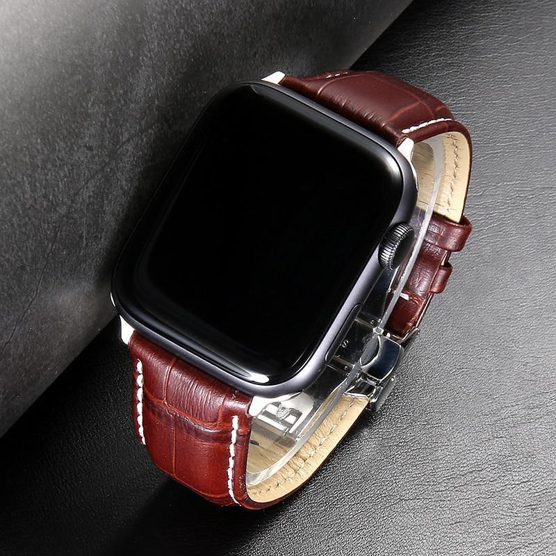 Watchbands Genuine Leather strap For Apple watch band 44 mm 40mm iWatch band 42mm 38mm Crocodile pattern bracelet Apple watch 5 4 3 2 1