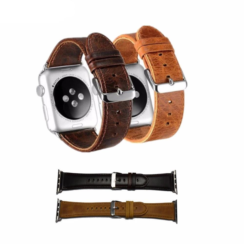 Watchbands genuine leather strap For Apple Watch band apple watch 5 4 3 44mm/40mm 42mm 38mm crazy horse classic metal clasp watchband belt