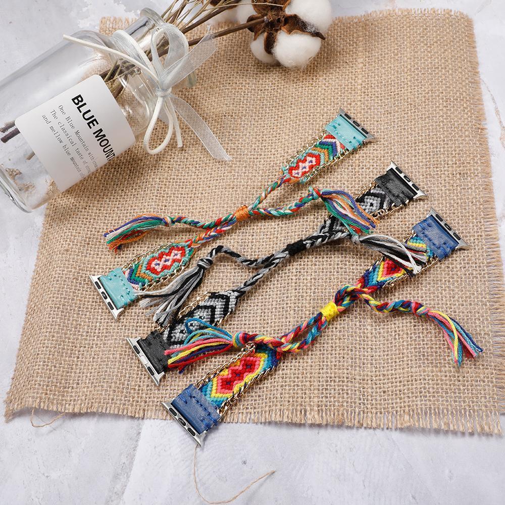 Watchbands Handmade friendship Braided rope strap for Apple watch band 44mm 40mm 42mm 38mm bracelet watchbands fits iwatch series 5 4 3 2