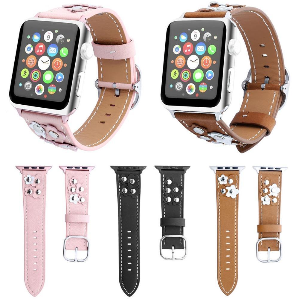 Watchbands Leather strap For Apple watch band apple watch 4 3 band 42mm/44mm 38mm/40mm correa iwatch band stainless steel belt bracelet