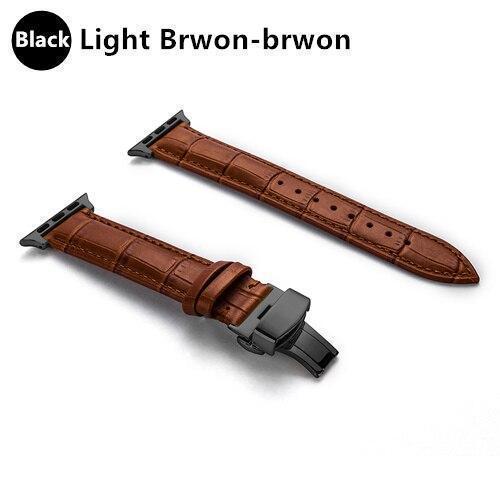 Watchbands Light Brown-B / 38MM / 40MM Genuine Leather strap For Apple watch band 44 mm 40mm iWatch band 42mm 38mm Crocodile pattern bracelet Apple watch 5 4 3 2 1