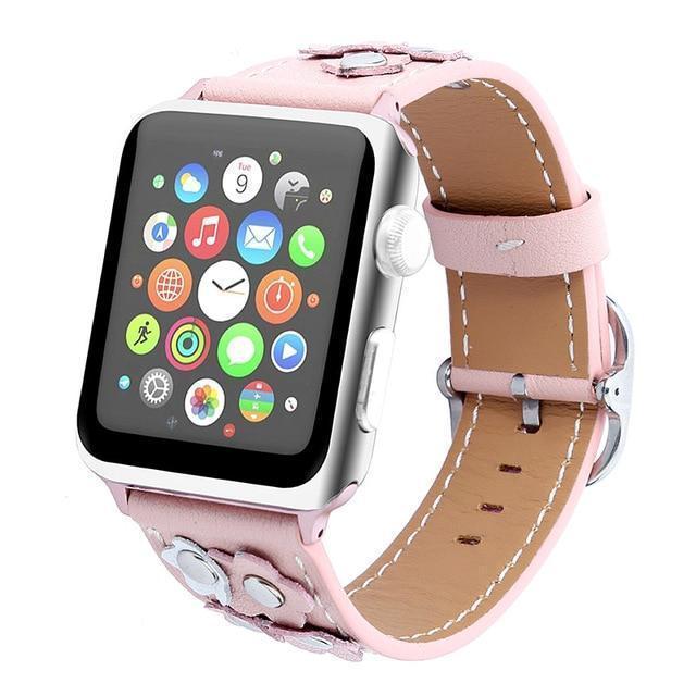 Watchbands Pink / 38mm/40mm Leather strap For Apple watch band apple watch 4 3 band 42mm/44mm 38mm/40mm correa iwatch band stainless steel belt bracelet