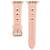 Watchbands Pink / 42mm or 44mm Apple watch band Rose Gold Metal Rivet Leather Sport Strap For iWatch series 5 4 3 2 1 44mm 42mm 40mm 38mm
