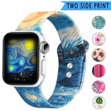 Watchbands Starry sky / 38mm 40mm SM New Double Side Print Flowers Silicone Band for Apple Watch 38mm 40mm 42mm 44mm Sport Soft Strap Band for iwatch Series 5 4 3 2