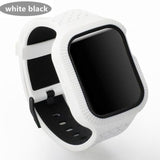 Watchbands white black / 42mm/44mm Case+watch strap For Apple watch band 44 mm/40mm iWatch band 42mm 38mm Woven Silicone watchband bracelet Apple watch 5 4 3 2 1 40