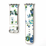 Watchbands white green / 38mm/40mm Floral Printed Leather strap for Apple Watch band 44mm/40mm/42mm/38mm iwatch 5/4/3/2/1 Bracelet leather watchband series 5 4 3 2 1