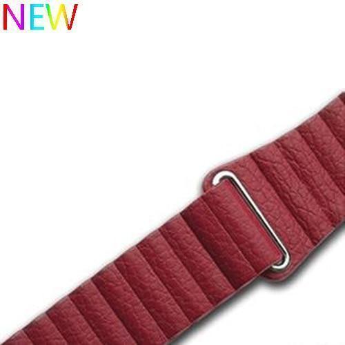Watchbands wine red / 38 mm/40 mm Apple watch band magnetic genuine Leather loop strap,  iwatch 44mm 40mm 42mm 38mm watchband Series 5 4 3