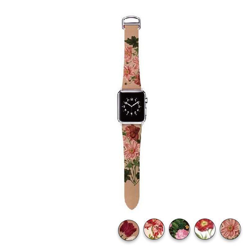 watches Antique Wildflower / 38mm/40mm Original Design Trend Print Leather Band for iwatch Strap Series 1 2 3 4 Flower Design Wrist Watch Bracelet for Apple Watch Band 44mm/ 40mm/ 42mm/ 38mm