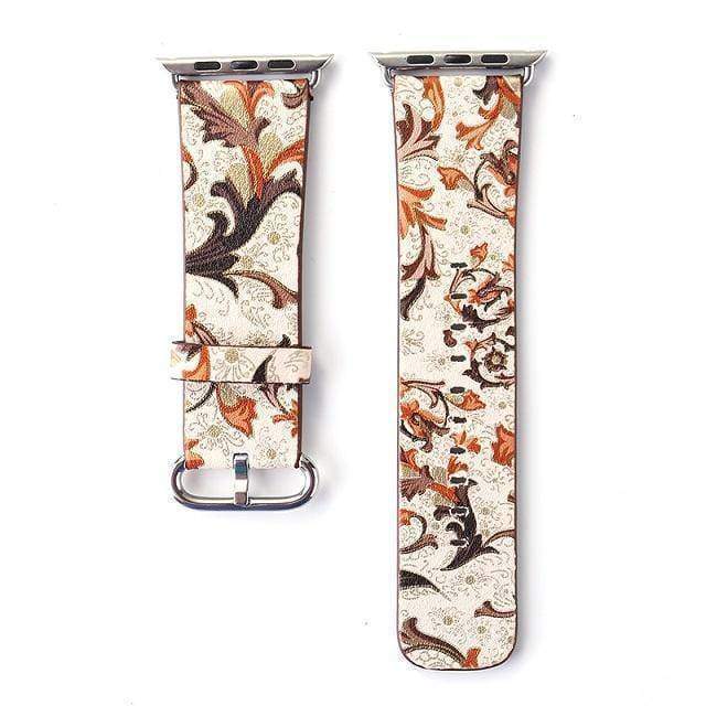 watches Apple Floral flower watch band, Print Smart iWatch strap, 44mm, 40mm, 42mm, 38mm, Series 1 2 3 4