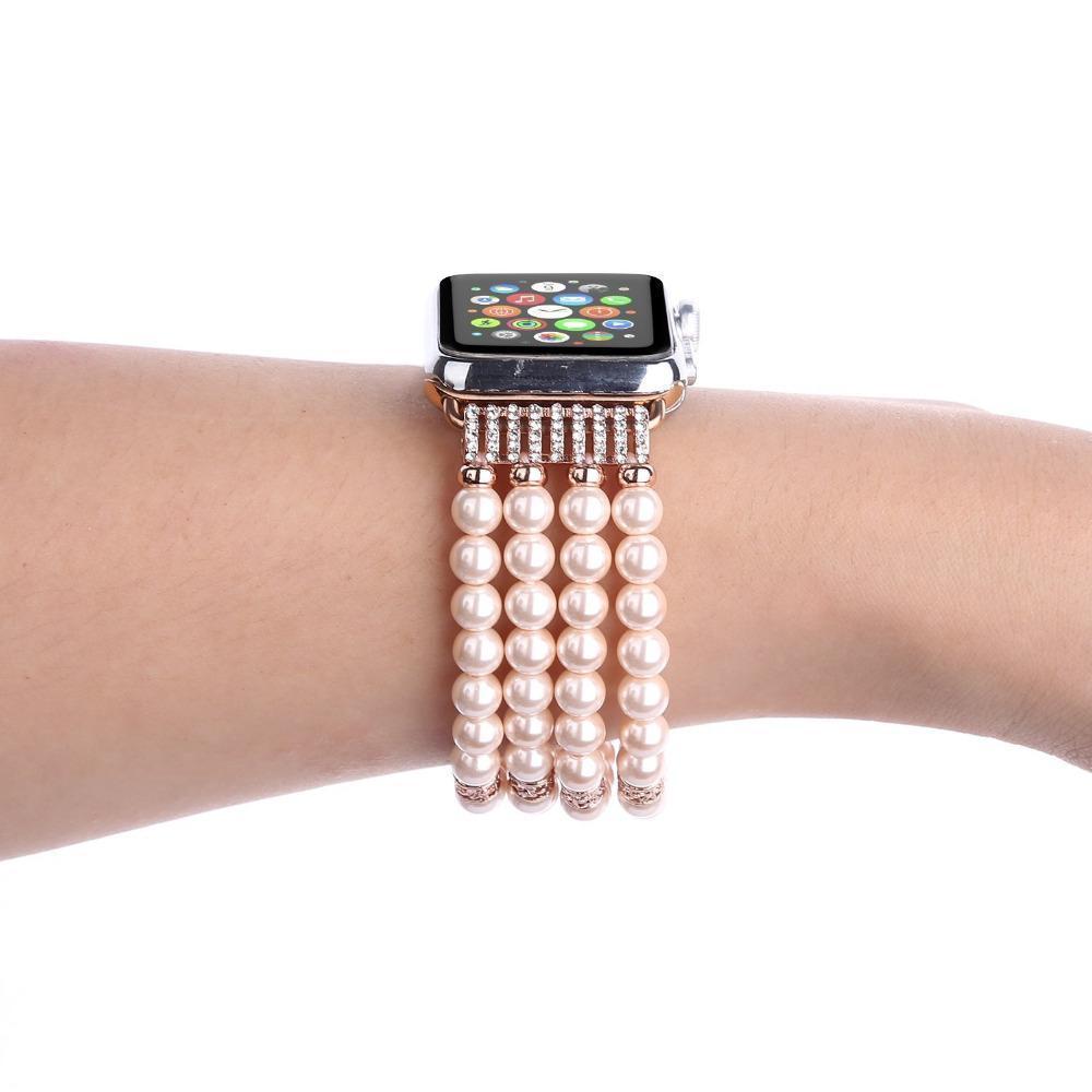 Watches Apple Watch Series 5 4 3 2 Band, Bling Stretch strap, Bling Pearls fits 38mm, 40mm, 42mm, 44mm