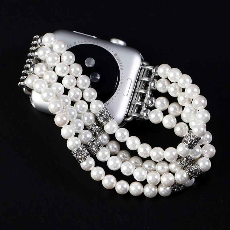 Watches Apple Watch Series 5 4 3 2 Band, Bling Stretch strap, Bling Pearls fits 38mm, 40mm, 42mm, 44mm