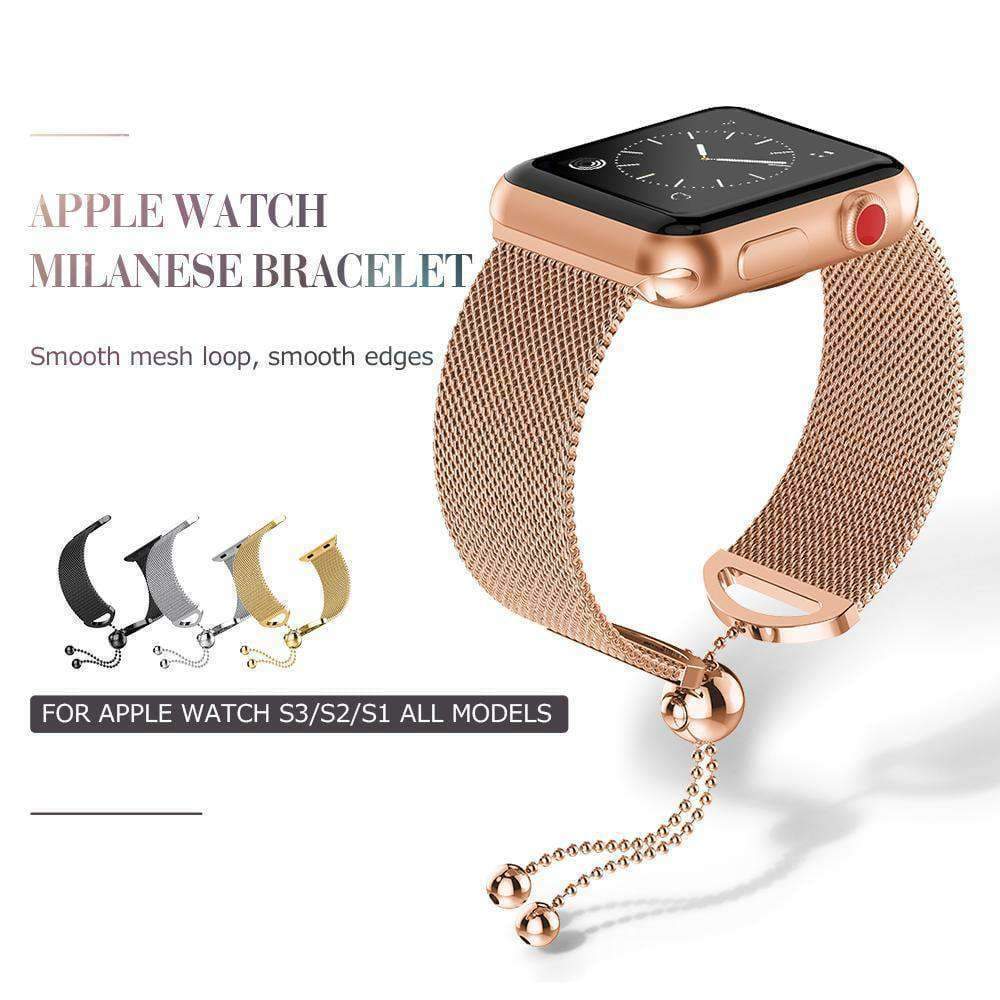 Watches Apple Watch Series 5 4 3 2 Band, Milanese adjustable Mesh Loop Cuff Stainless Steel Bracelet fits 38mm, 40mm, 42mm, 44mm