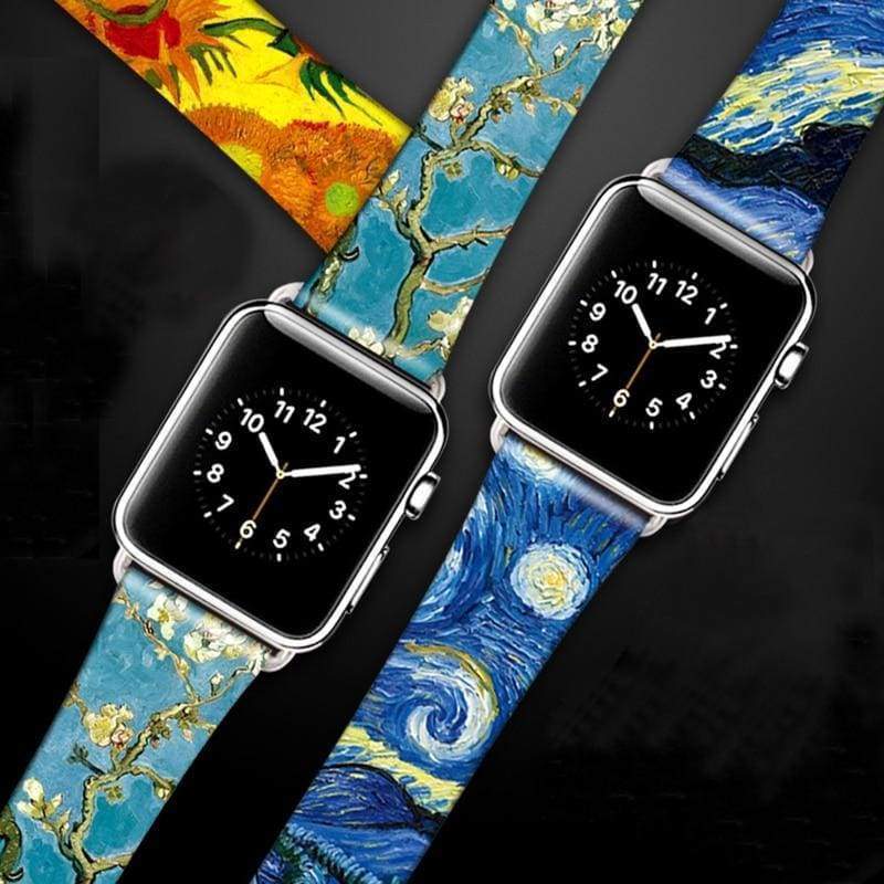 Watches Art Printed Leather Apple watch Band for iwatch Strap Series 1 2 3 4,  44mm/ 40mm/ 42mm/ 38mm