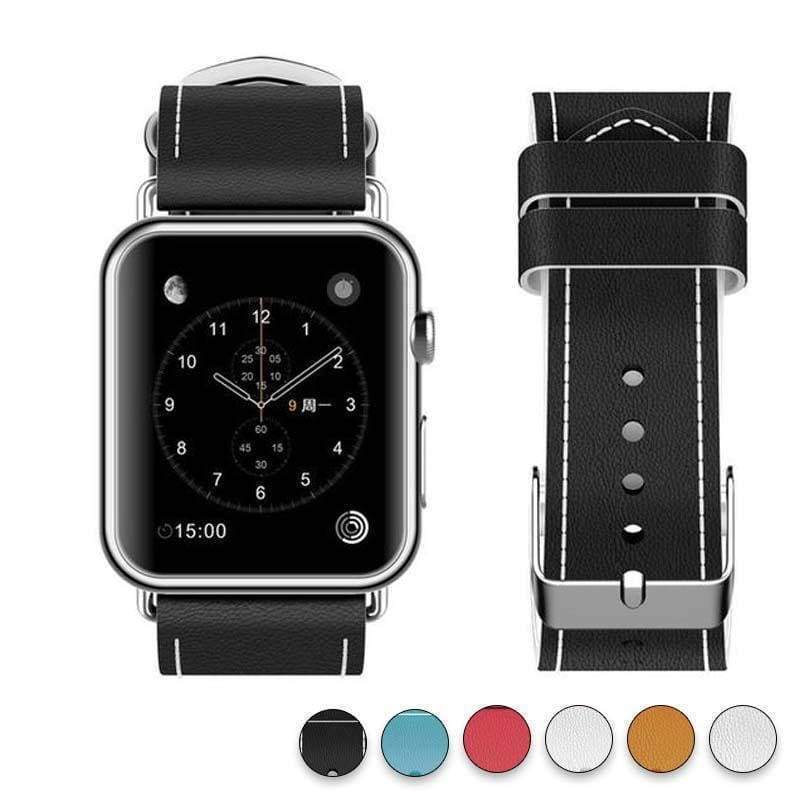 Watches Black / 38mm/40mm New Fashion Watchband for Apple Watch Band 44mm/ 40mm/ 42mm/ 38mm Watchband Genuine Leather Belt for Iwatch Series 1 2 3 4 Strap Leather