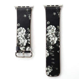 watches Black Gray / 38mm/40mm Apple Floral flower watch band, Print Smart iWatch strap, 44mm, 40mm, 42mm, 38mm, Series 1 2 3 4