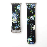 watches Black Green / 38mm/40mm Apple Floral flower watch band, Print Smart iWatch strap, 44mm, 40mm, 42mm, 38mm, Series 1 2 3 4