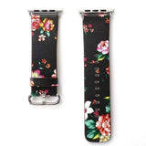 watches Black Red / 38mm/40mm Apple Floral flower watch band, Print Smart iWatch strap, 44mm, 40mm, 42mm, 38mm, Series 1 2 3 4