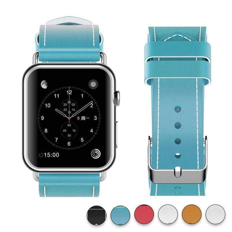 Watches Blue / 38mm/40mm New Fashion Watchband for Apple Watch Band 44mm/ 40mm/ 42mm/ 38mm Watchband Genuine Leather Belt for Iwatch Series 1 2 3 4 Strap Leather