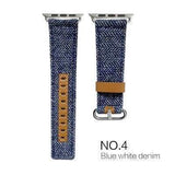 Watches Blue with brown leather / 38mm/40mm Denim Apple Watch Band 44mm/ 40mm/ 42mm/ 38mm New Upscale Luxury Original Genuine Leather Fabric Denim 1:1 for iwatch Series 1 2 3 4 Strap