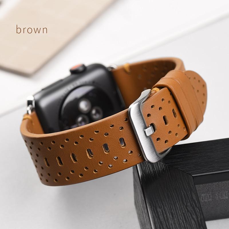 Watches Breathable Apple Watch Bands 44mm/ 40mm/ 42mm/ 38mm Series 1 2 3 4 iWatch genuine cow leather watchbands watch accessory bracelet