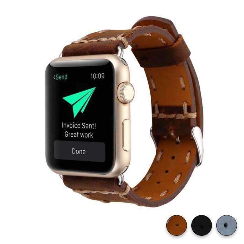 Watches Brown / 38mm / 42mm Apple Watch Series 5 4 3 2 Band, Handmade Vintage tooled Genuine Leather Strap 38mm, 40mm, 42mm, 44mm - US Fast Shipping