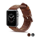 Watches Brown / 42mm / 44mm Apple Watch Series 5 4 3 2 Band, Vintage Handmade Genuine Leather Strap Thread Bracelet 38mm, 40mm, 42mm, 44mm