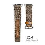 Watches Brown with brown leather / 38mm/40mm Denim Apple Watch Band 44mm/ 40mm/ 42mm/ 38mm New Upscale Luxury Original Genuine Leather Fabric Denim 1:1 for iwatch Series 1 2 3 4 Strap