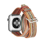 Watches Colorful Rainbow Leather Band for Apple Watch Series 1 2 3 4 Bracelet Double Tour Genuine Leather Strap for iWatch Belt  44mm/ 40mm/ 42mm/ 38mm
