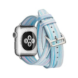Watches Colorful Rainbow Leather Band for Apple Watch Series 1 2 3 4 Bracelet Double Tour Genuine Leather Strap for iWatch Belt  44mm/ 40mm/ 42mm/ 38mm