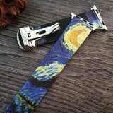 Watches Dark Blue / 38mm/40mm Art Printed Leather Apple watch Band for iwatch Strap Series 1 2 3 4,  44mm/ 40mm/ 42mm/ 38mm