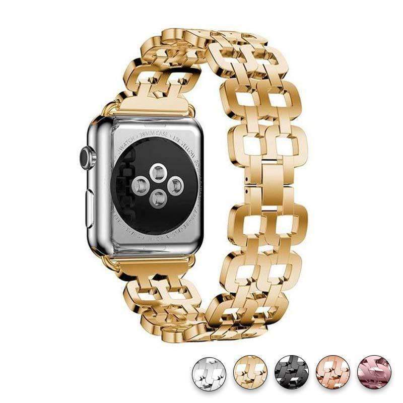 Watches Gold / 38mm / 40mm Apple Watch Series 5 4 3 2 Band, Luxury Metal Strap stainless Steel Link Bracelet Wrist Bands 38mm, 40mm, 42mm, 44mm - US Fast Shipping
