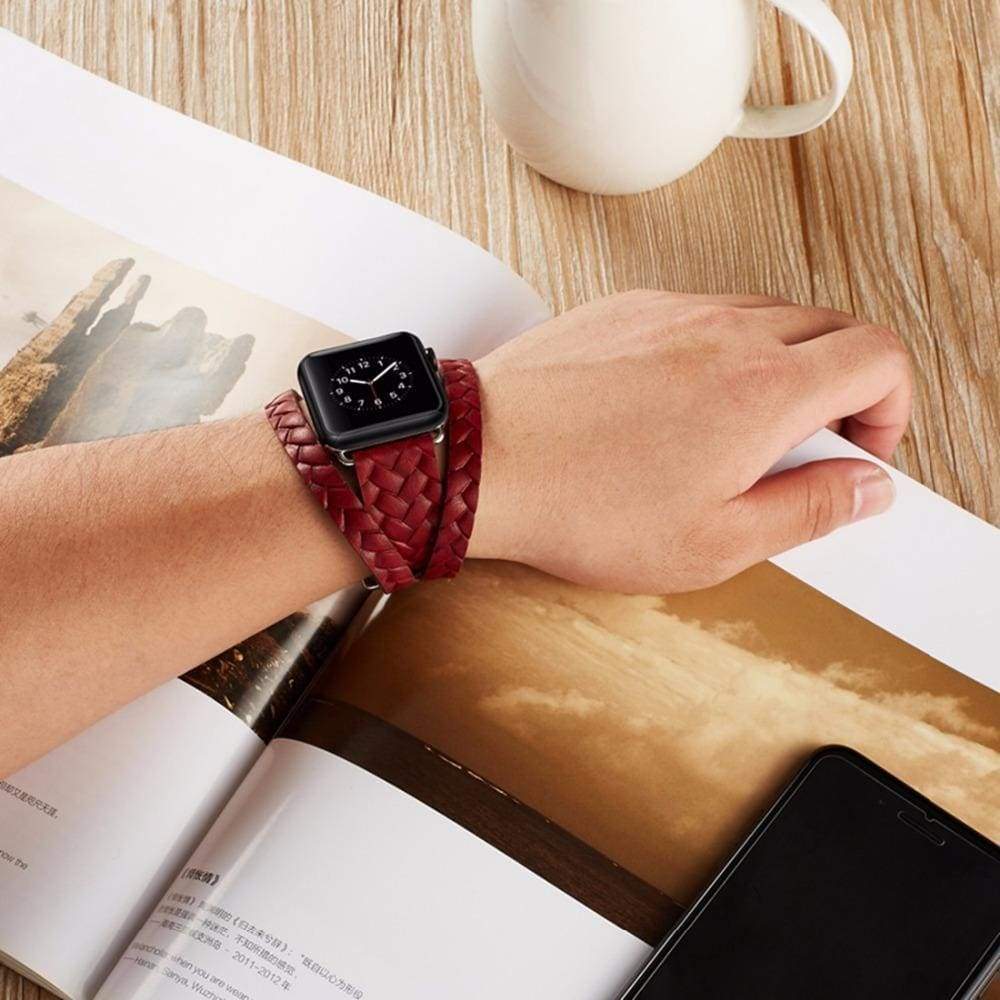 Leather Loop For Apple watch band Bracelet belt Double Tour