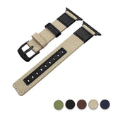 Watches light brown / 38mm/40mm Apple Watch band Canvas Leather Strap black adapator, 44mm/ 40mm/ 42mm/ 38mm iwatch Series 1 2 3 4 Wove Nylon sport wrist bracelet iwatch watchband, USA Fast Shipping