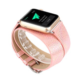 Watches Original Design Light Colourful Watchband for Apple Watch 44mm/ 40mm/ 42mm/ 38mm Bands Double Belt Genuine Leather Bracelet for Iwatch Series 1 2 3 4