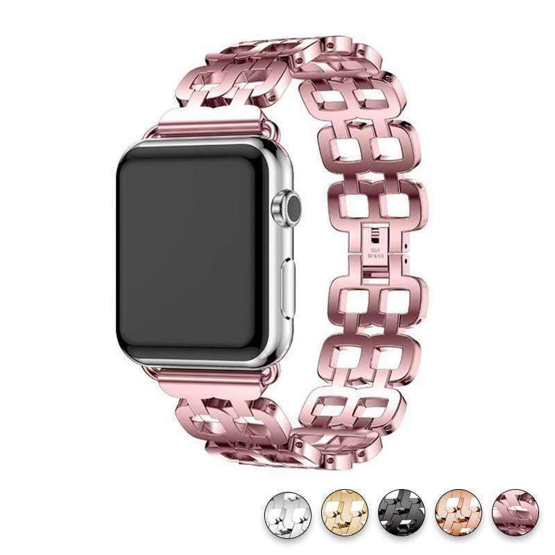 Watches Pink / 38mm / 40mm Apple Watch Series 5 4 3 2 Band, Luxury Metal Strap stainless Steel Link Bracelet Wrist Bands 38mm, 40mm, 42mm, 44mm - US Fast Shipping