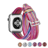Watches Pink / 38mm/40mm Colorful Rainbow Leather Band for Apple Watch Series 1 2 3 4 Bracelet Double Tour Genuine Leather Strap for iWatch Belt  44mm/ 40mm/ 42mm/ 38mm
