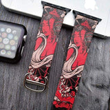 Watches Red / 38mm/40mm Art Printed Leather Apple watch Band for iwatch Strap Series 1 2 3 4,  44mm/ 40mm/ 42mm/ 38mm
