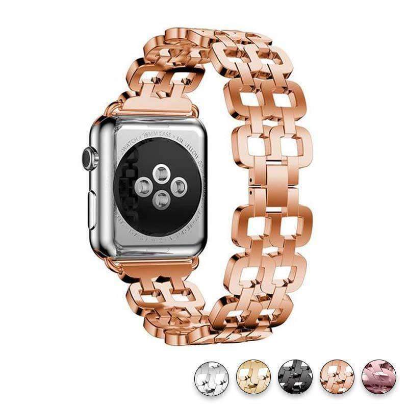 Watches Rose Gold / 38mm / 40mm Apple Watch Series 5 4 3 2 Band, Luxury Metal Strap stainless Steel Link Bracelet Wrist Bands 38mm, 40mm, 42mm, 44mm - US Fast Shipping