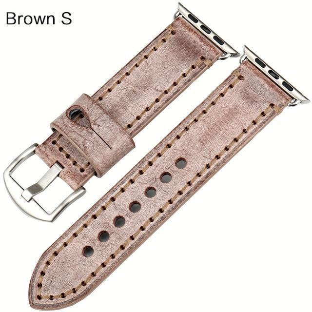 Watches Silver buckle with brown leather / 42mm / 44mm Apple Watch Series 5 4 3 2 Band, Green Genuine Leather Watchband Watch Accessories Bracelet Wristband 38mm, 40mm, 42mm, 44mm