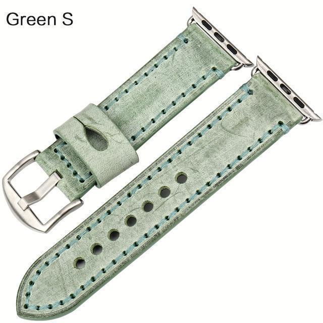 Watches Silver buckle with green leather / 42mm / 44mm Apple Watch Series 5 4 3 2 Band, Green Genuine Leather Watchband Watch Accessories Bracelet Wristband 38mm, 40mm, 42mm, 44mm