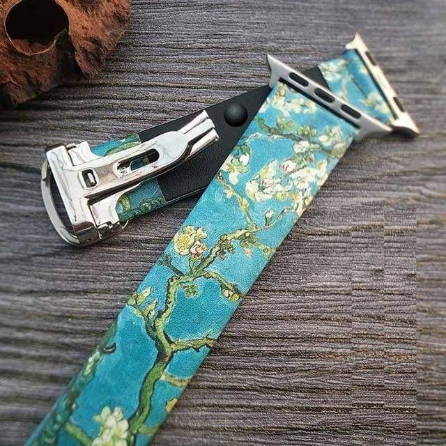 Watches Sky Blue / 38mm/40mm Art Printed Leather Apple watch Band for iwatch Strap Series 1 2 3 4,  44mm/ 40mm/ 42mm/ 38mm