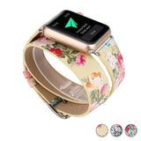 Watches Yellow Floral / 38mm/40mm Leather strap For Apple Watch band 44mm/ 40mm/ 42mm/ 38mm double tour iwatch Series 1 2 3 4 Flower print, USA Fast Shipping
